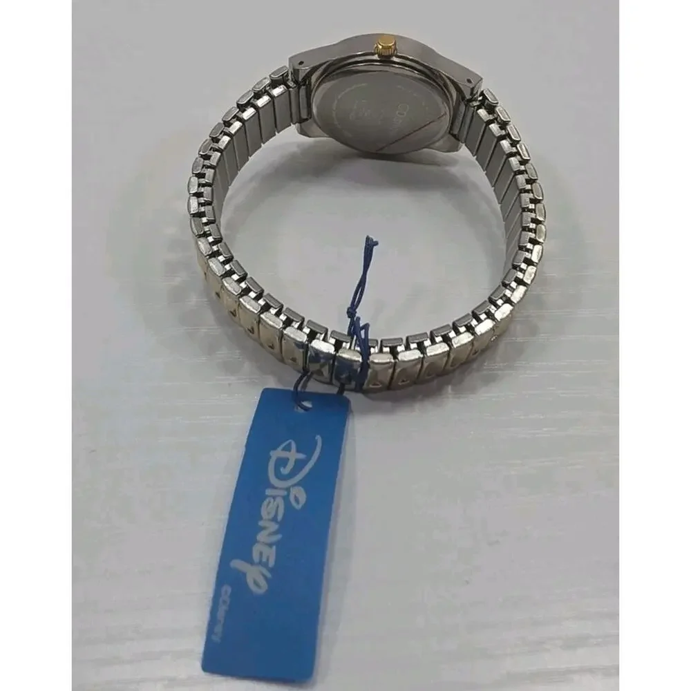 Disney Minnie Mouse High Dome Face Gold & Silver Tone Band Watch New Battery 262
